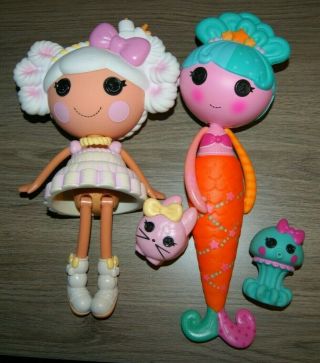 Rare Lalaloopsy Full Size Doll Toasty Sweet Fluff & Mermaid Water Lily W/pets