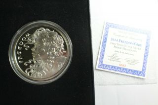 2014 Freedom Girl 5 Oz 999 Silver Medallion Silver Shield 2