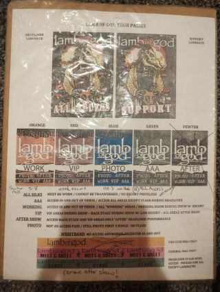Lamb Of God Tour Passes 2008 Tour