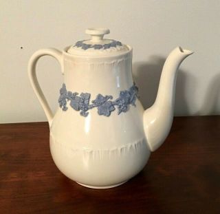 Wedgwood China Embossed Queensware Lavender On Cream Shell Edge Coffee Pot