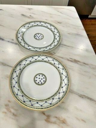 Two Raynaud Allee Royale - 2 Dinner Plates - Hand - Painted - 24k Gold