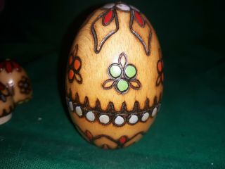 Vintage Polish Hand Painted Wood Nesting Eggs Dolls (3) Made In Poland