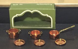 Vintage Bodo Hennig German Dollhouse Copper Pans & Lids