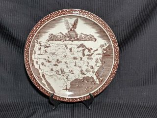Vintage Platter Vernon Kilns " Our America " By Rockwell Kent 16.  5 " Eagle Stars
