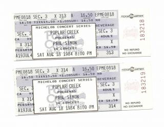 Paul Simon Concert Tickets From August 18,  1984