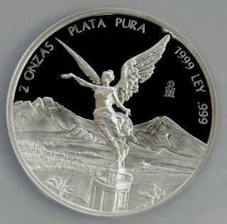 1999 MO SILVER MEXICO PROOF 2 ONZAS LIBERTAD WINGED VICTORY COIN NGC PF 69 UC 2