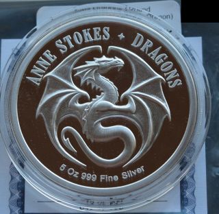 KAPPYSCOINS LIMITED EDITION ANNE STOKES NOBLE DRAGON 5 OZ SILVER PROOF 103 2