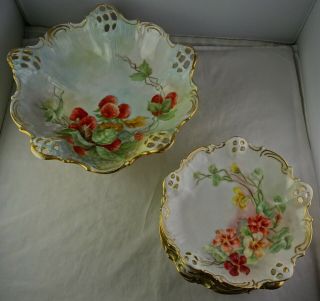 7 - Piece Rosenthal Moliere Hand Painted Reticulated Openwork German Porcelain Set