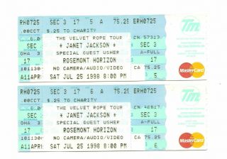 Janet Jackson Concert Tickets From July 25,  1998