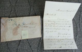 April 27,  1865 Letter Referencing Death Of President Lincoln Stampless Envelope