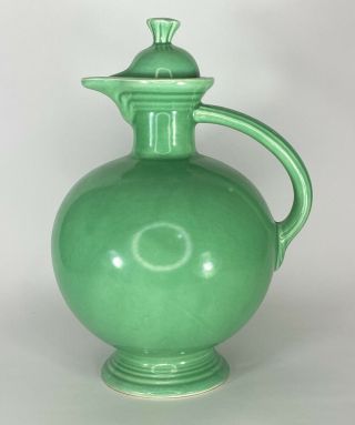 Old Homer Laughlin Fiesta Light Green Bulbous Carafe With Corked Lid