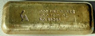 10 Troy Oz Golden Analytical Silver Bar 999 Pure Old Style Pouring A8296