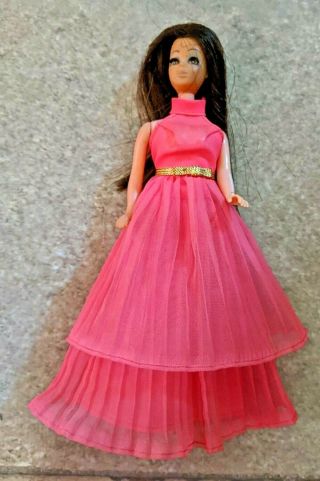 Vintage Topper Dawn Doll With Long Pink Formal Dress