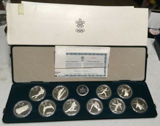 1988 Canada Calgary Olympics Silver 10 Coin Proof Set W/case,  = 10 Oz,  S.  999