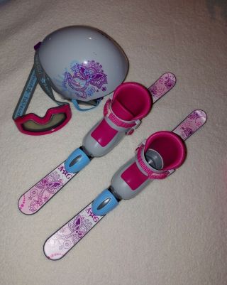 6 Pc American Girl Ski Helmet Goggles Boots Set Ag Outfit Accessories Guc