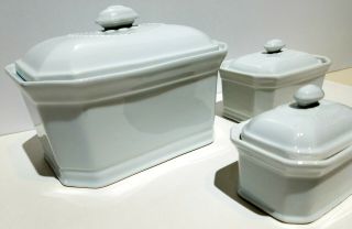 Apilco French Porcelain Pate / Terrine / Set Of Three With Lids 2
