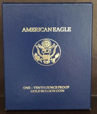 1990 - P American Eagle Gold Bullion (1/10 Oz) Proof $5 Coin Ogp W/