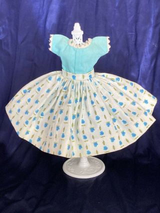 Vintage Vogue Jill Doll Aqua Blue Floral Dress 3132 Tagged