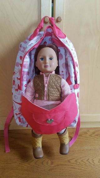 Battat Our Generation 18 " Doll Hop On Backpack Rucksack With Horse Riding Doll