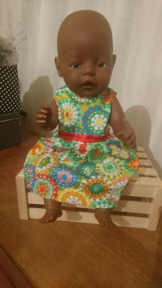 Zapf Creation Baby Born Doll Black Ethnic Doll With Handmade Dress