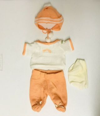 Cabbage Patch Kids Preemie Baby Knit Peach 4pc Outfit Shirt Pants Hat Diaper