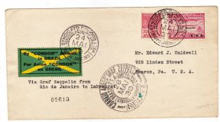 1930 Condor Air Mail Via Graf Zeppelin From Brazil To Usa