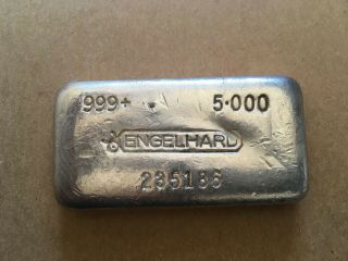 Engelhard 5 Oz.  Silver Bar Poured Bar 999,  Canadian Bullhorn Logo Stamp