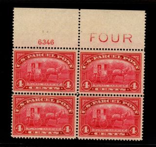 Us Parcel Post Stamps: Q4 Plate Block Of 4. ,  Og,  Vlh (cv$325.  00)