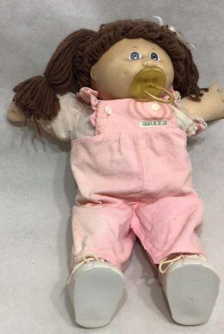Cabbage Patch Doll W/pacifer Brown Hair Blue Eyes 16.  5” F4