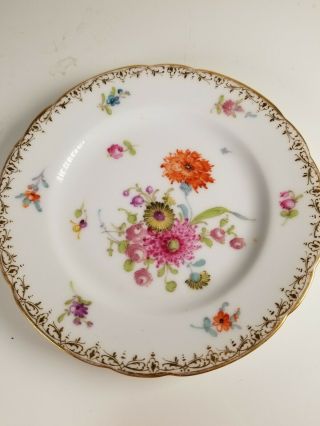 2pc Dresden Germany Hp Porcelain Dessert Plates By Ambrosius Lamm Floral Gold