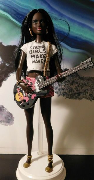Custom Ooak Barbie African American Doll Hard Rock Cafe Guitar