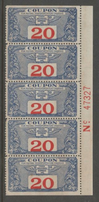 Usa Parcel Stamp Chain Deliveries Revenue Fiscal Stamp 10 - 28 - 20 No Gum