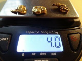 Gold Nuggets 4.  0 Grams Natural California Placer Gold Mined In Placerville,  Ca.