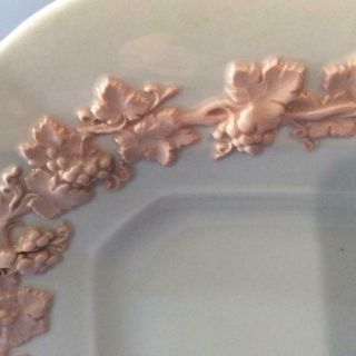 Wedgwood Embossed Queensware pink on cream smooth edge square handled cake plate 2