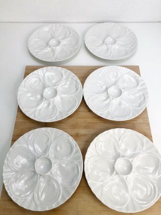 Pillivuyt Culinare 722 White Oyster Plate Set Of 6 Bone Porcelain France Vin