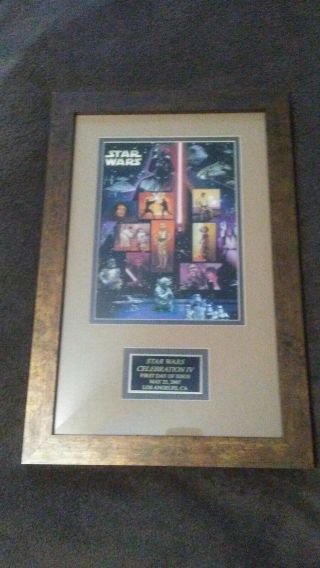 2007 Star Wars Celebration Iv Usps Stamp Sheet Framed With Custom Name Plate