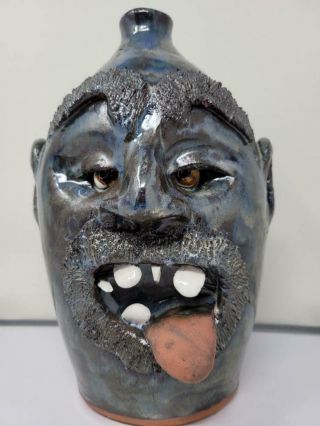 Ugly Face Jug With Tongue Sticking Out By Billy Joe Craven