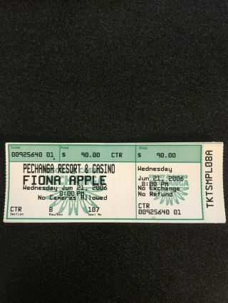 Fiona Apple Pechanga Resort & Casino Concert Ticket 6/21/2006