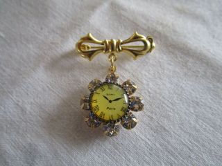 Madame Alexander Cissy Or Elise Rhinestone Watch Bow Pin