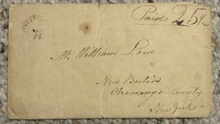 1815 Stampless Letter Rutland Vermont Benjamin Lord Silversmith Clock Maker