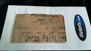The Monkees Concert Ticket Stub Mohegan Sun 3/18/01 Micky Dolenz,  Davy Jones