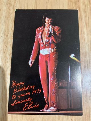 Vintage Happy Birthday To You In 1973 Sincerely Elvis Presley Post Card