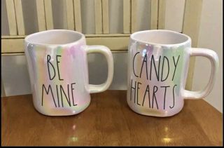 Rae Dunn Irredesent Candy Heart And Be Mine Mug Bundle