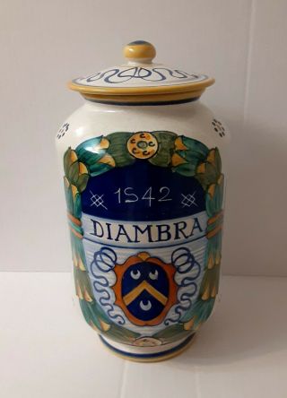 Sberna Deruta Italian Pottery Diambra Apothecary Jar Canister 10 " Tall
