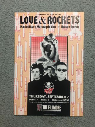 Love And Rockets Originsl Fillmore Concert Poster F113 1989 Kusf Benefit