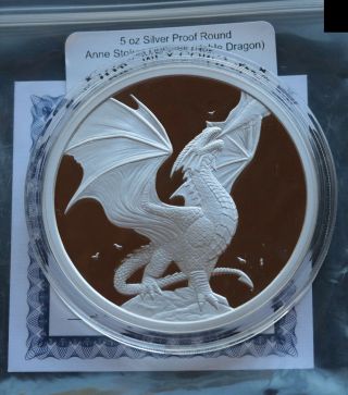 Kappyscoins Limited Edition Anne Stokes Noble Dragon 5 Oz Silver Proof 48