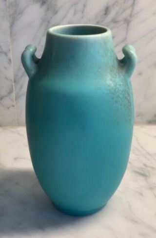 Rookwood Matte Green Handled Vase C.  1927 77c