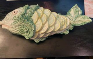 Highly Detailed 2 Piece Ceramic Fish Platter Made In Italy