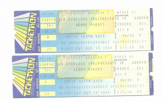 Kenny Rogers Concert Tickets From May 19,  1984