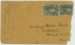Mr Fancy Cancel Csa 1 Pair Cover Tied Richmond Va 1862 Cds From Soldier To Miss